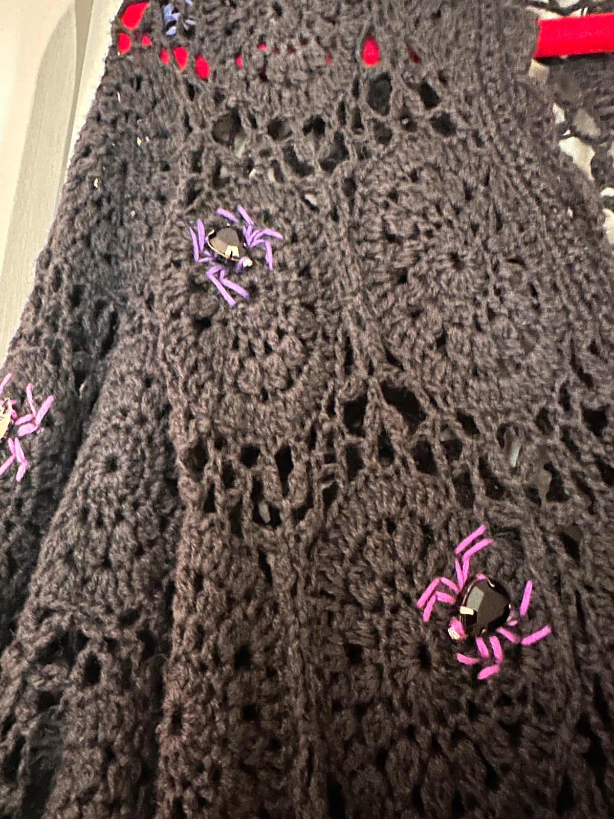 Black and Purple Gothic Crochet Spider Cardigan
