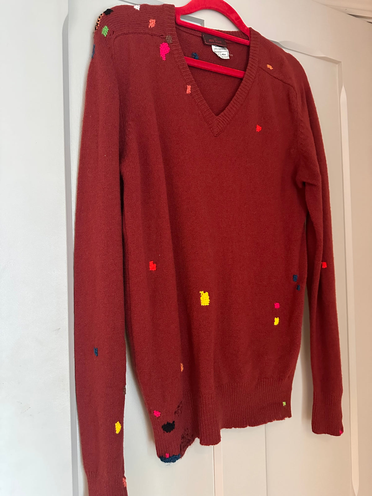 Visibly mended Vintage Russet Brown Lambswool Jumper