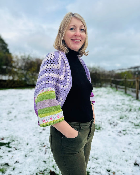 Lilac Crochet Snuggle Cardigan (freesize)