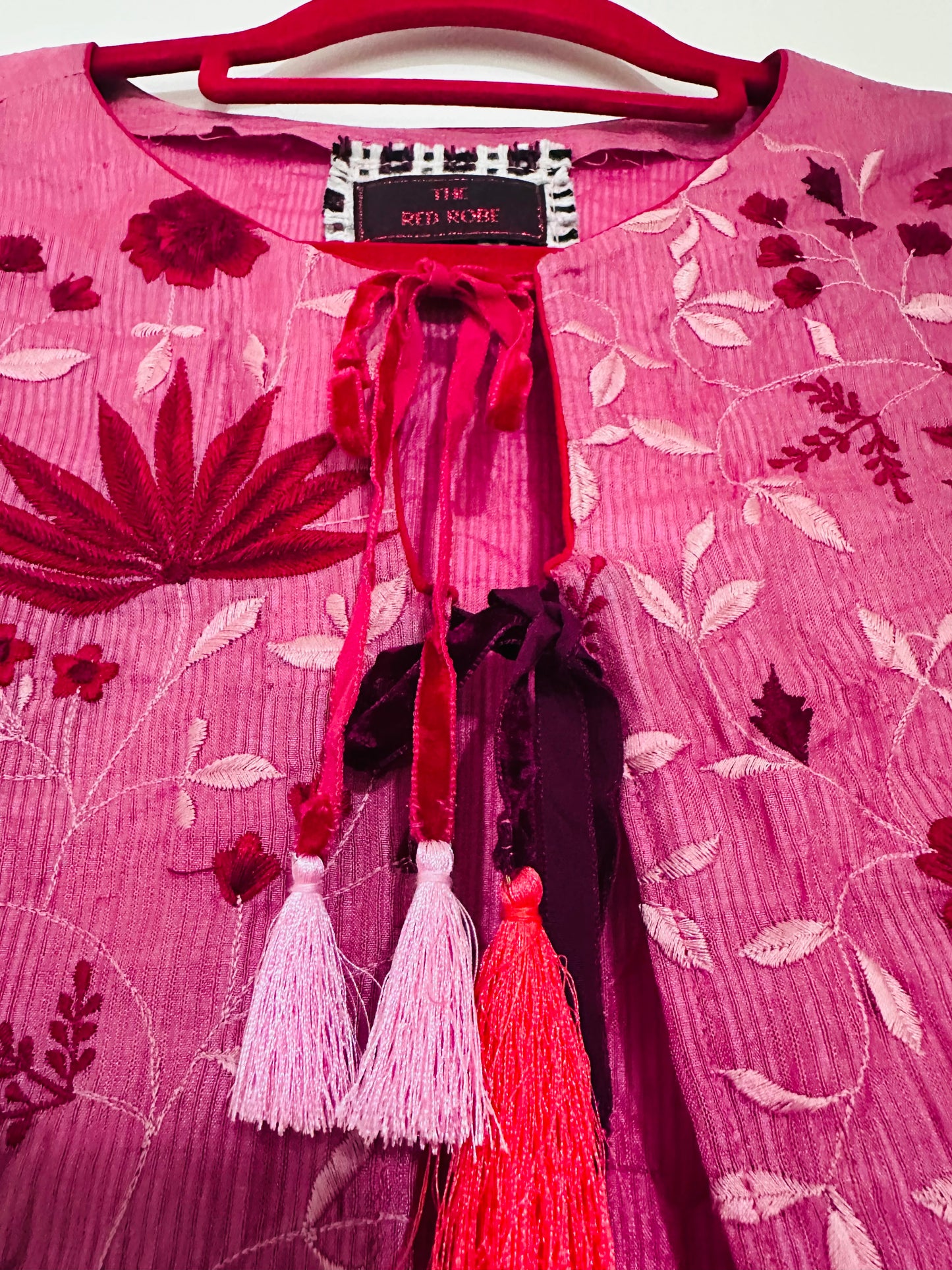 Pink and Red Boho Tassel Jacket
