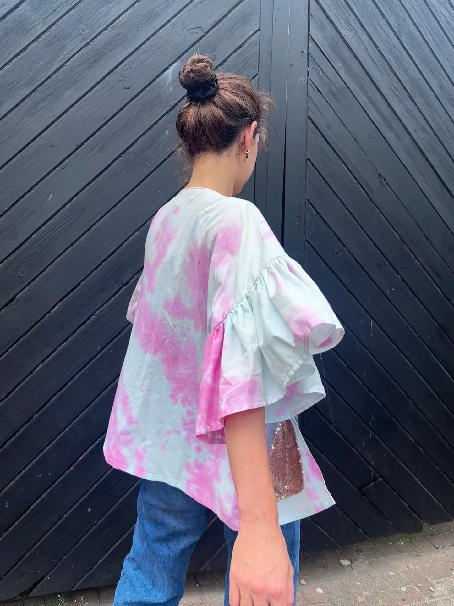 Tie Dye Ruffle Kimono