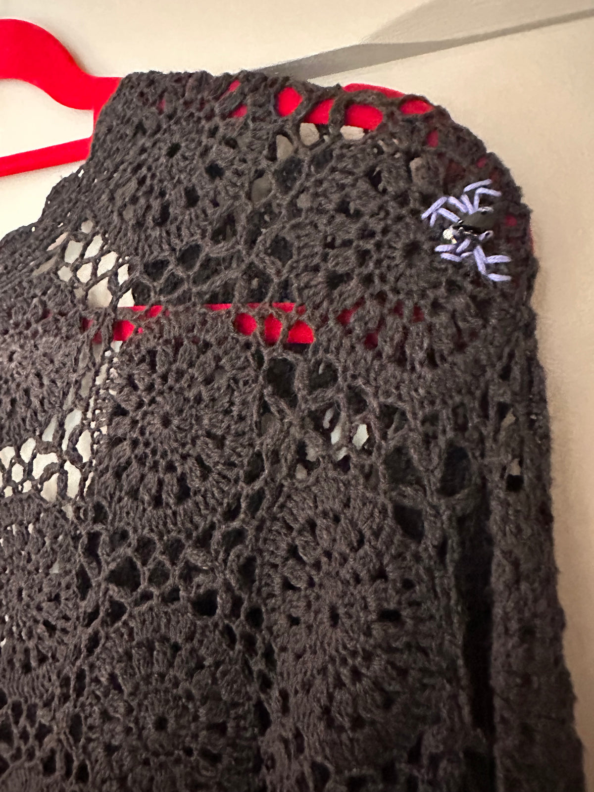 Black and Purple Gothic Crochet Spider Cardigan