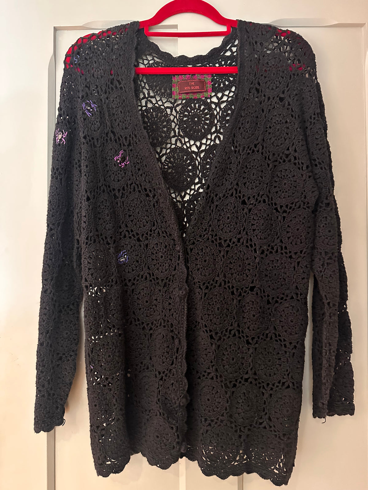 Black and Purple Gothic Crochet Spider Cardigan