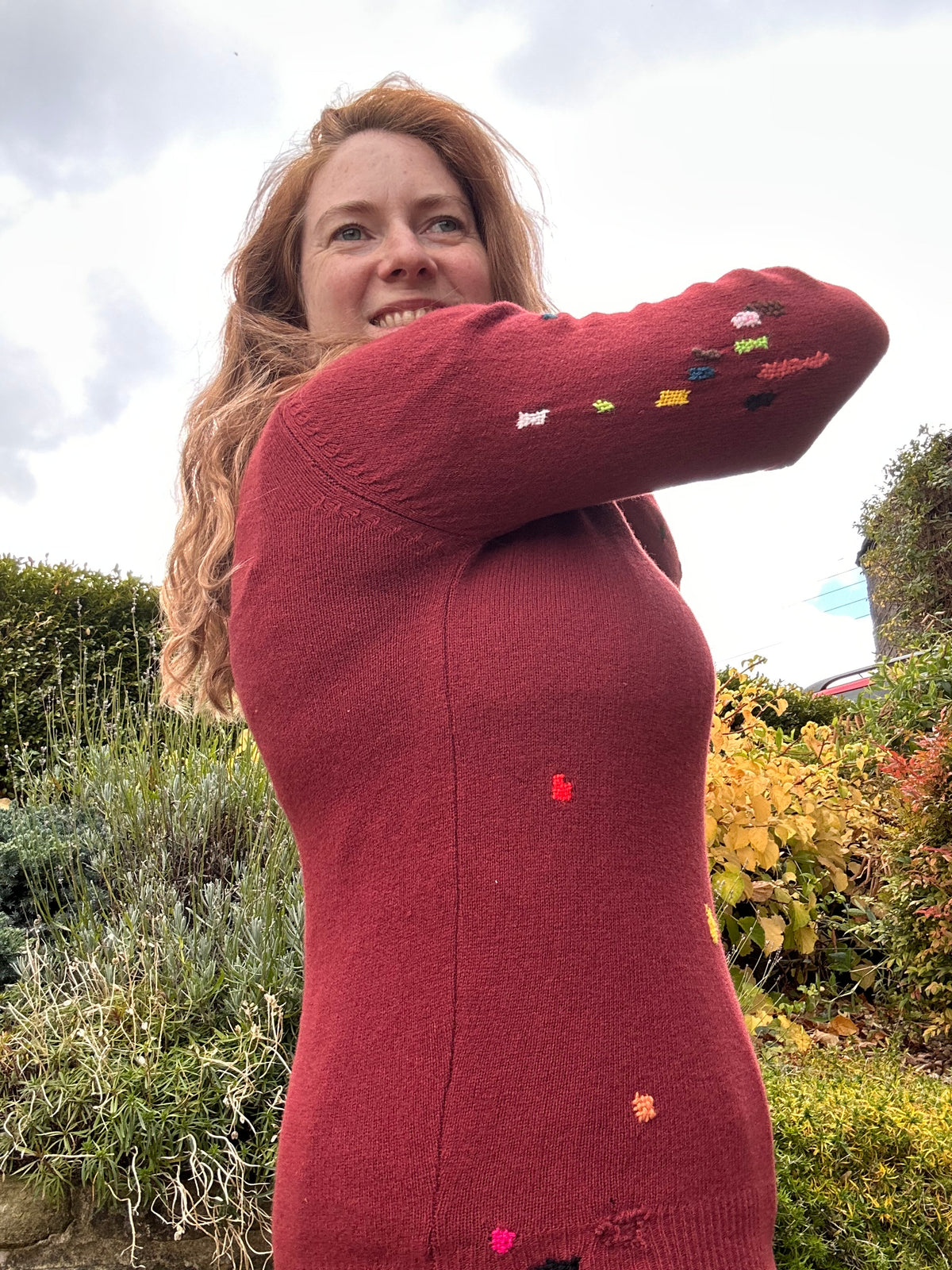 Visibly mended Vintage Russet Brown Lambswool Jumper