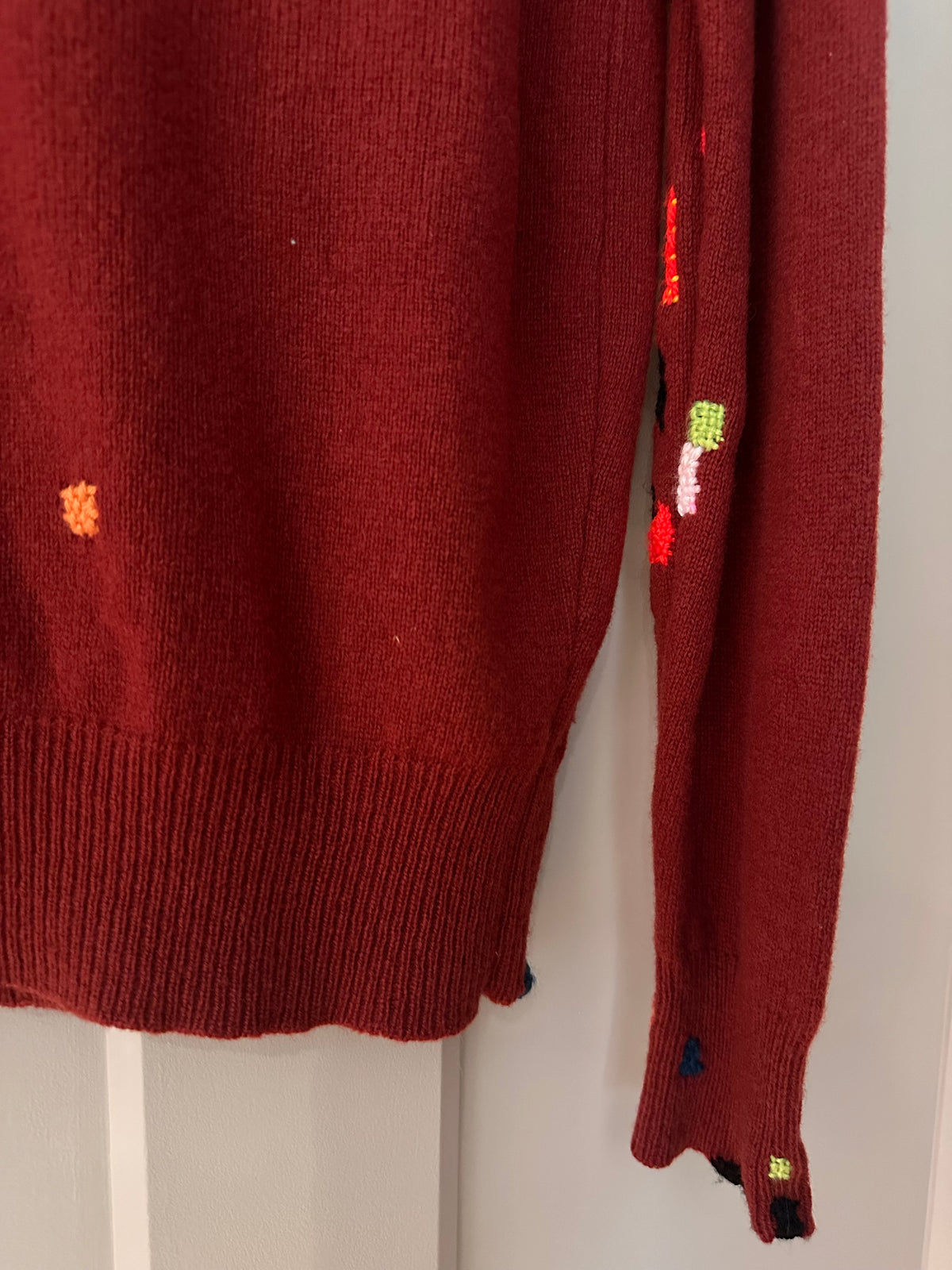 Visibly mended Vintage Russet Brown Lambswool Jumper