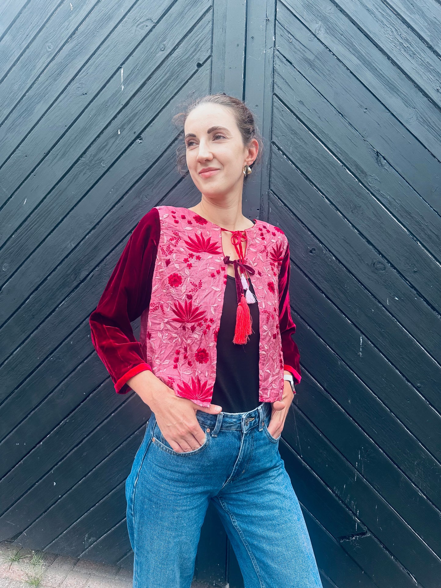 Pink and Red Boho Tassel Jacket