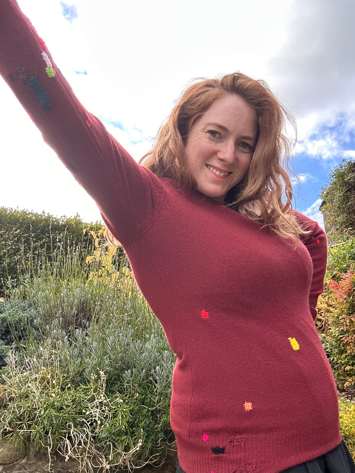 Visibly mended Vintage Russet Brown Lambswool Jumper