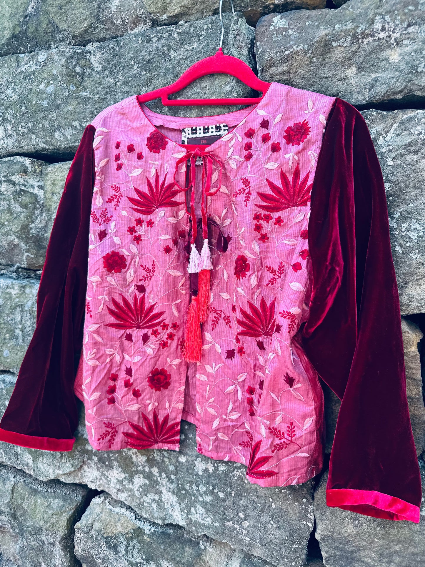 Pink and Red Boho Tassel Jacket