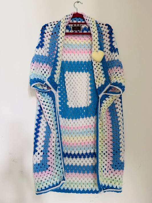 Yellow Heart Crochet Cardigan