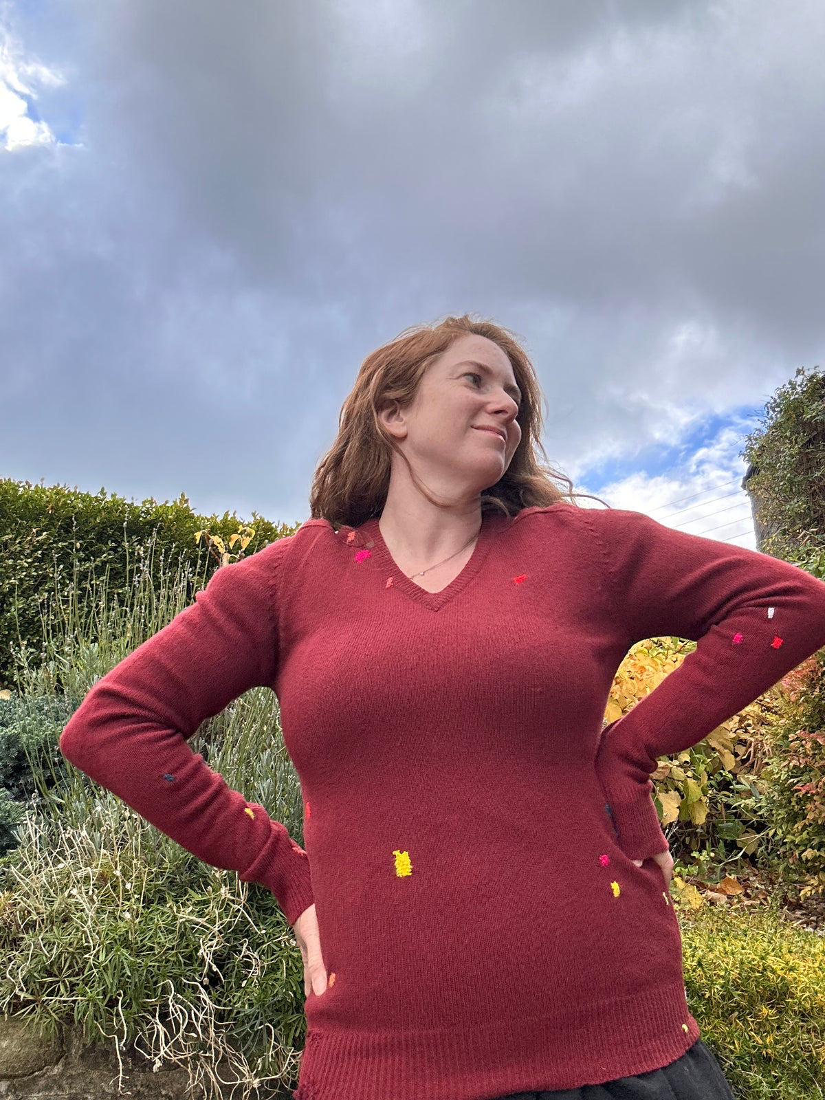 Visibly mended Vintage Russet Brown Lambswool Jumper