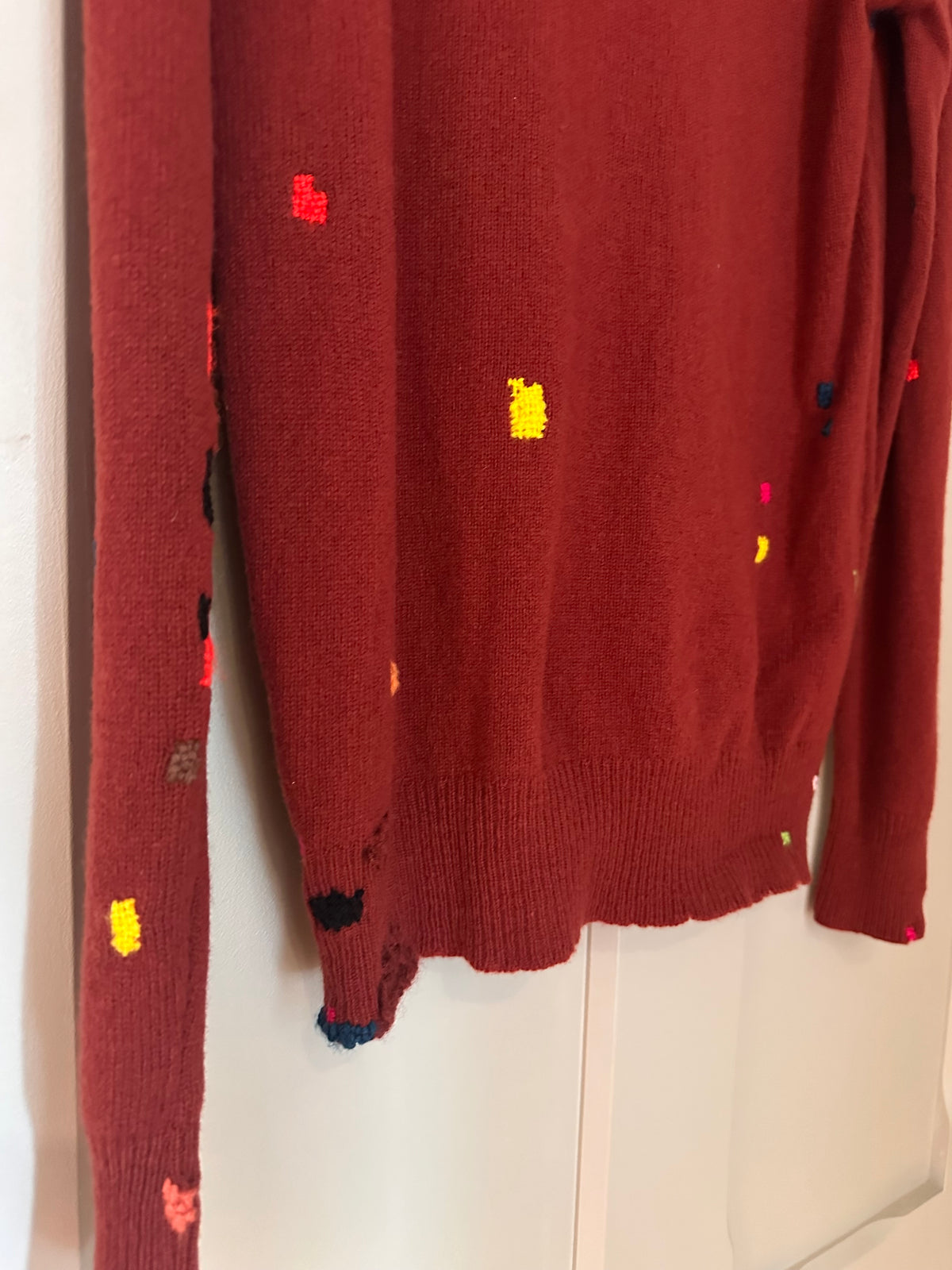 Visibly mended Vintage Russet Brown Lambswool Jumper