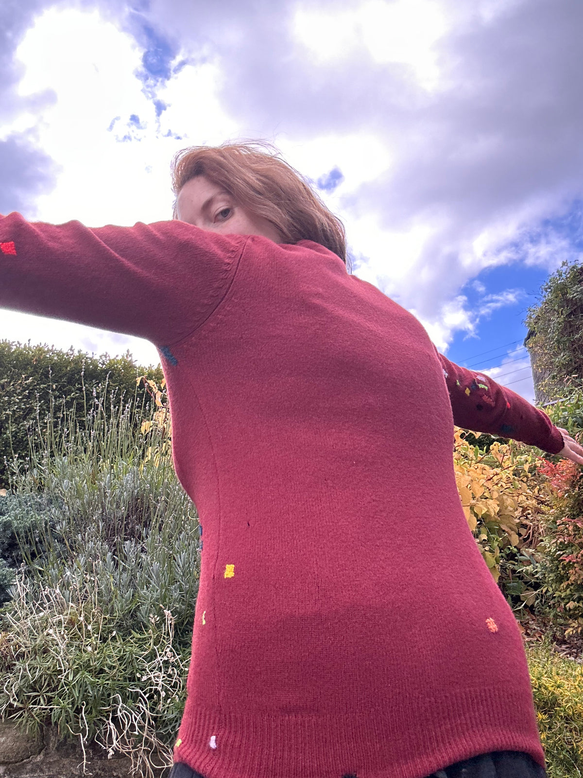 Visibly mended Vintage Russet Brown Lambswool Jumper