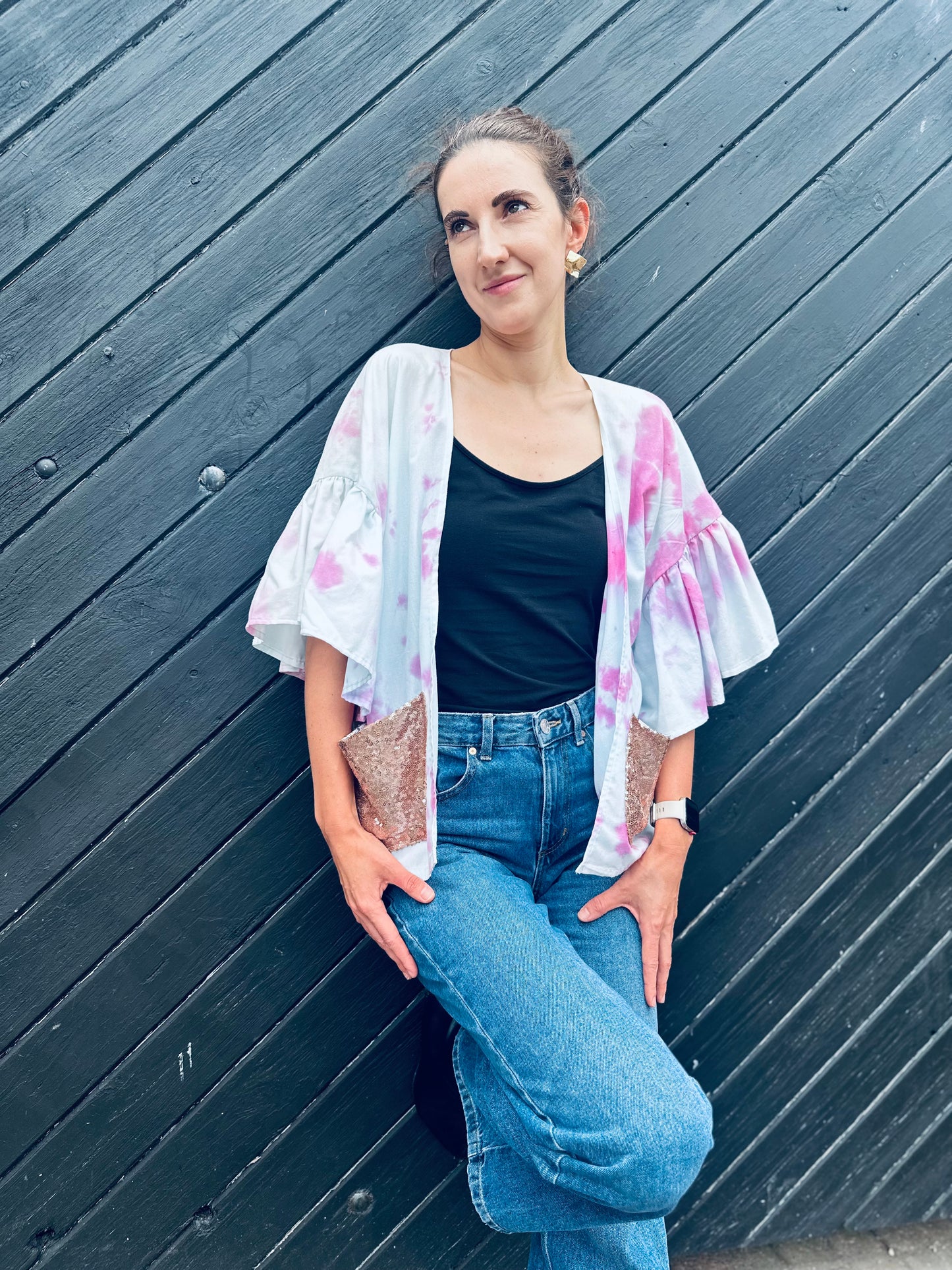 Tie Dye Ruffle Kimono