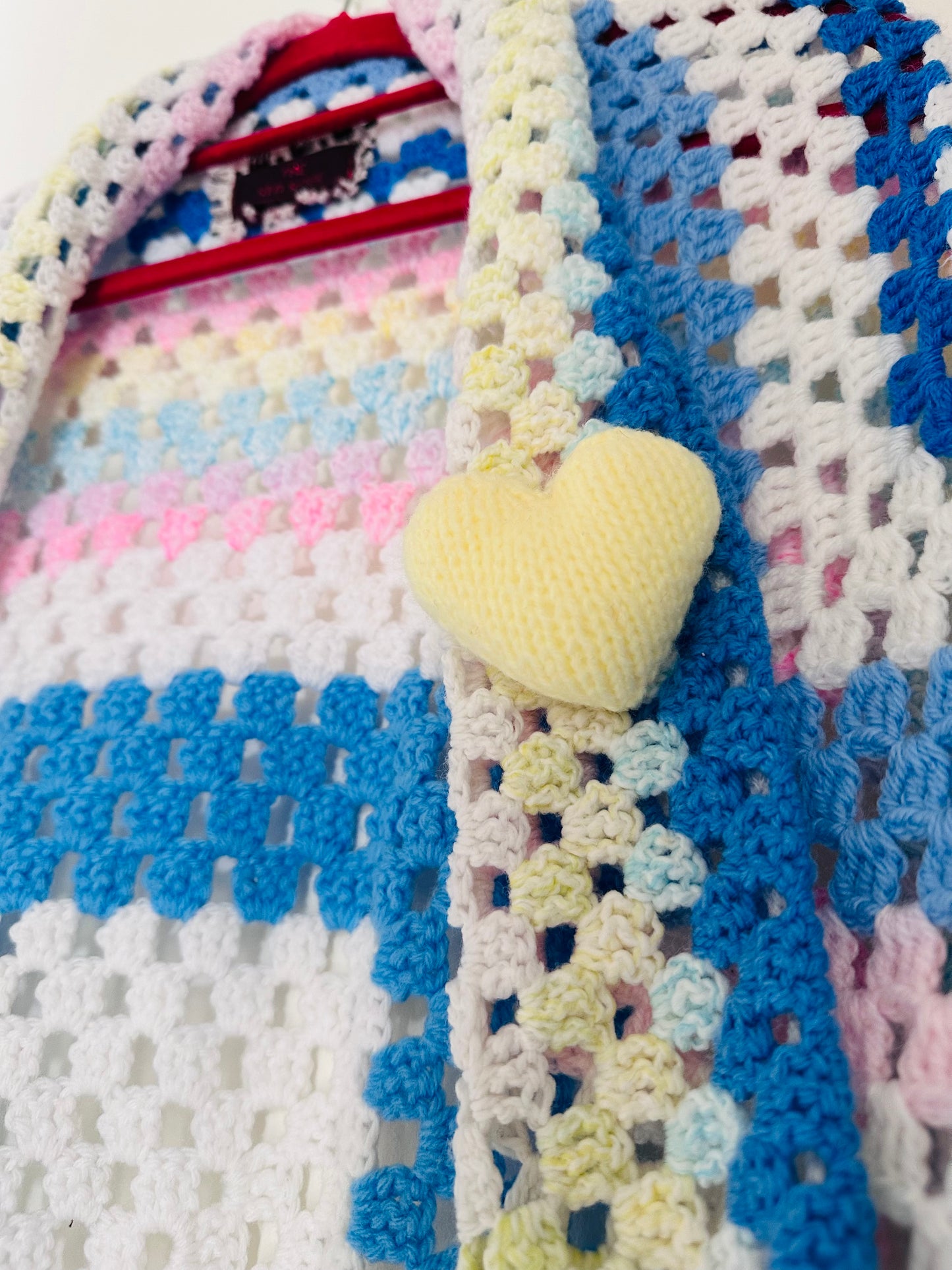 Yellow Heart Crochet Cardigan