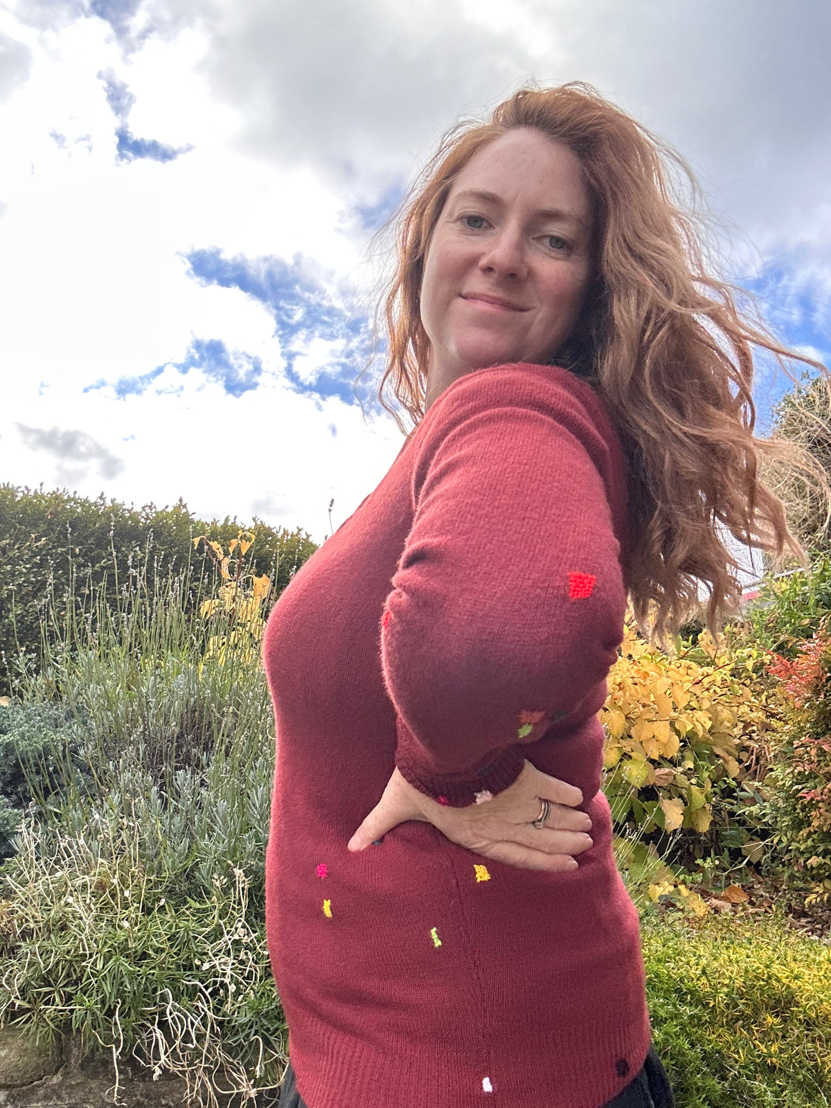 Visibly mended Vintage Russet Brown Lambswool Jumper