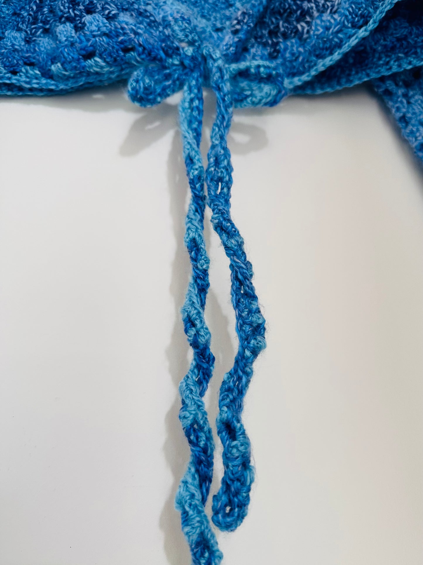 Cropped Blue Heart Crochet Cardigan