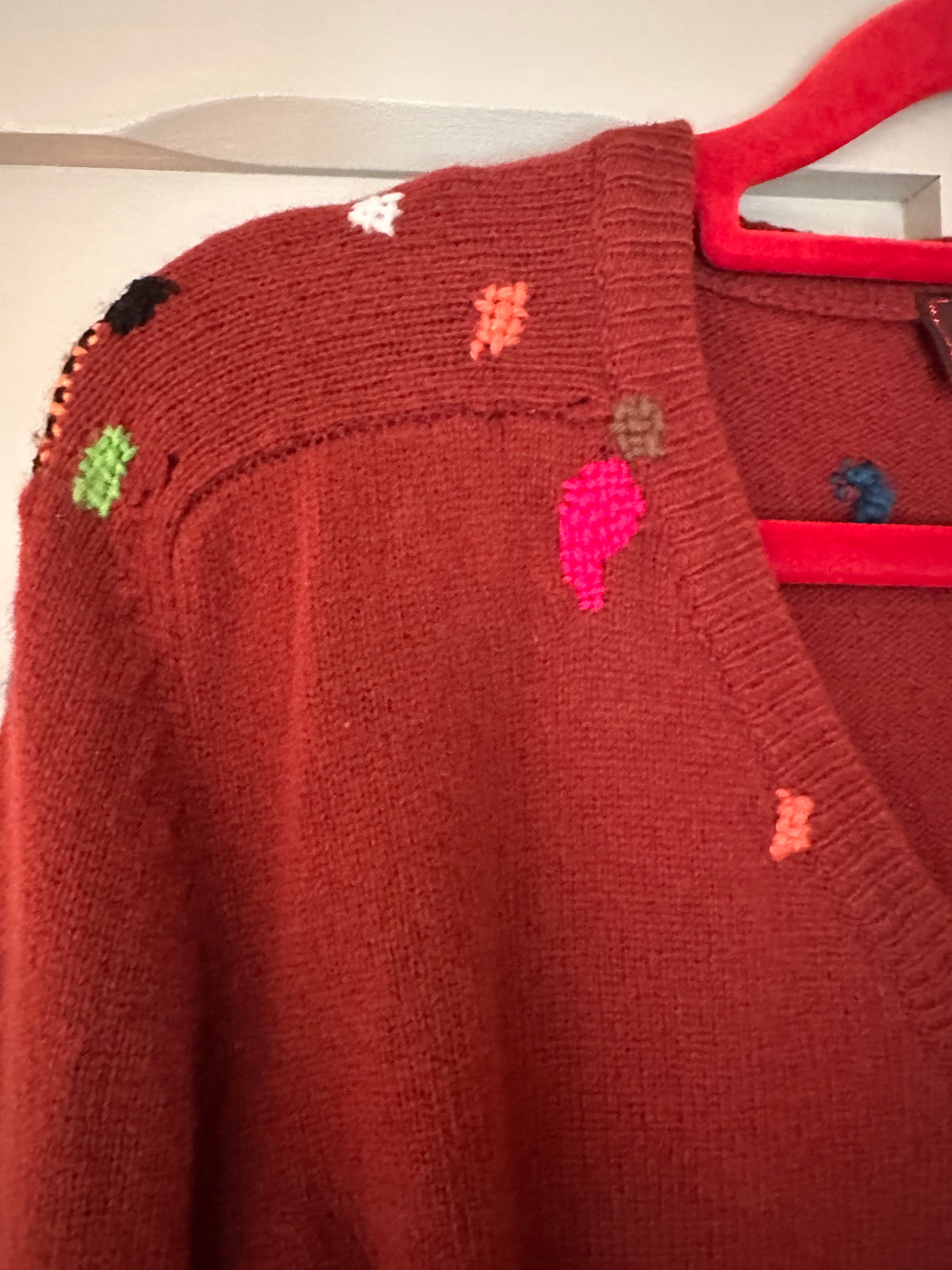 Visibly mended Vintage Russet Brown Lambswool Jumper