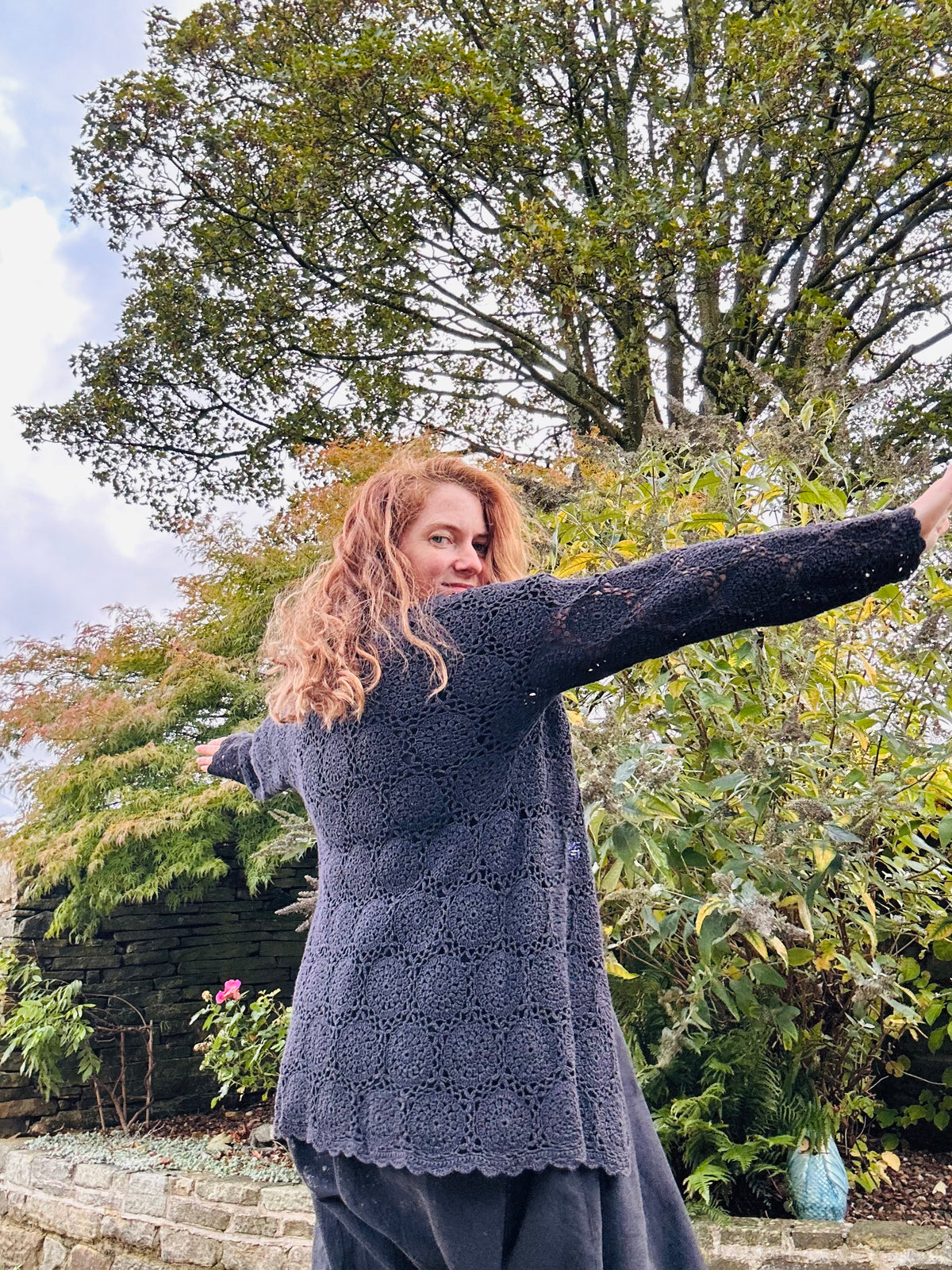Black and Purple Gothic Crochet Spider Cardigan