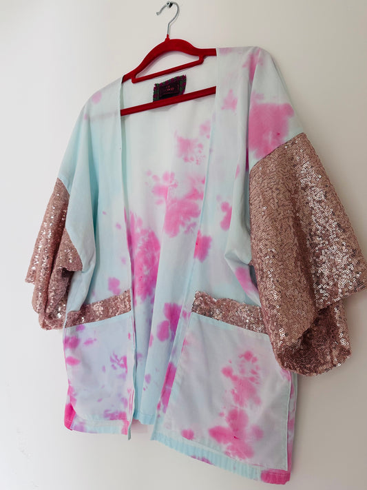 Tie Dye Sequin Kimono