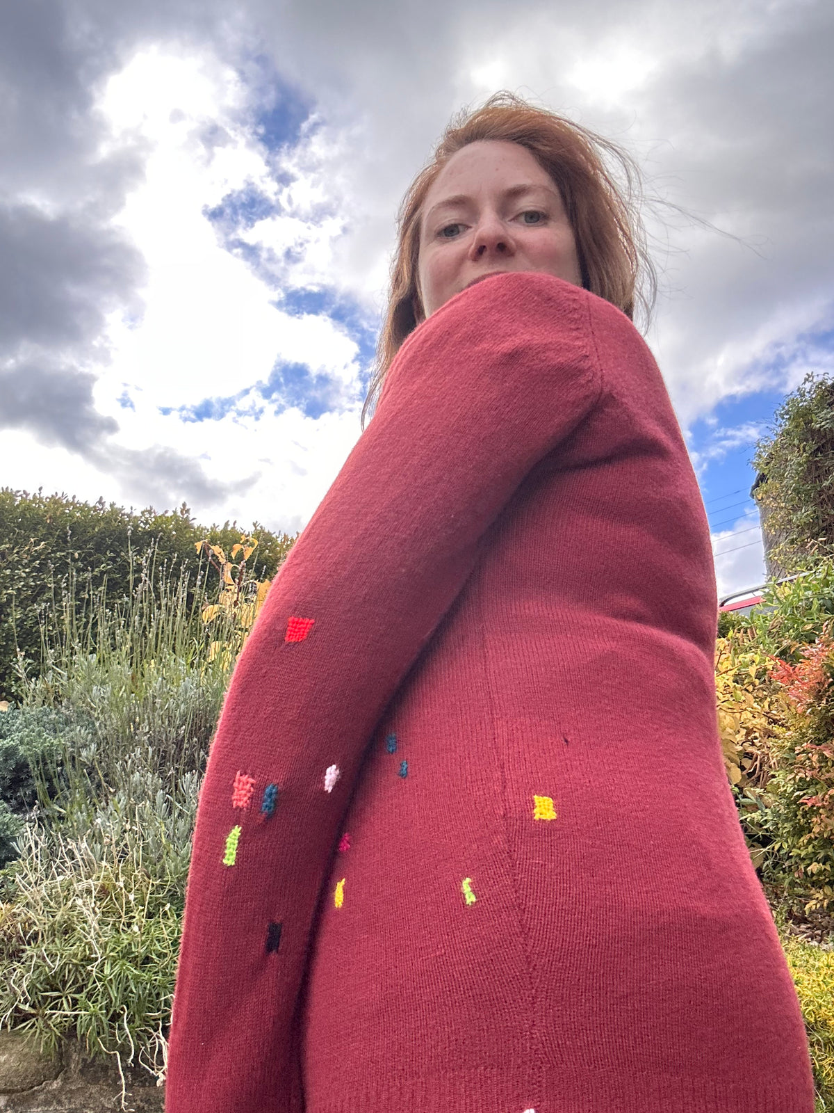 Visibly mended Vintage Russet Brown Lambswool Jumper