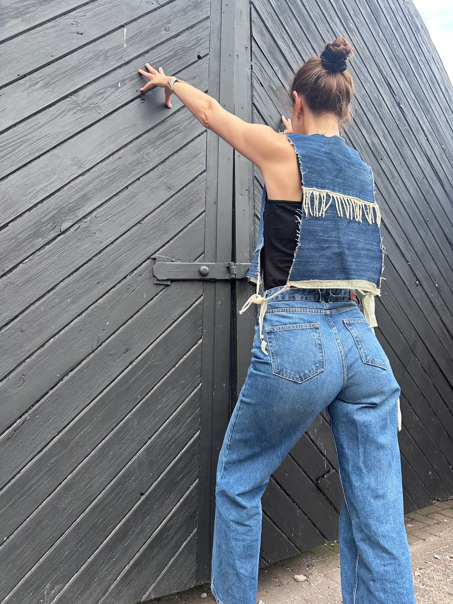 Gold Tassel Denim Waistcoat