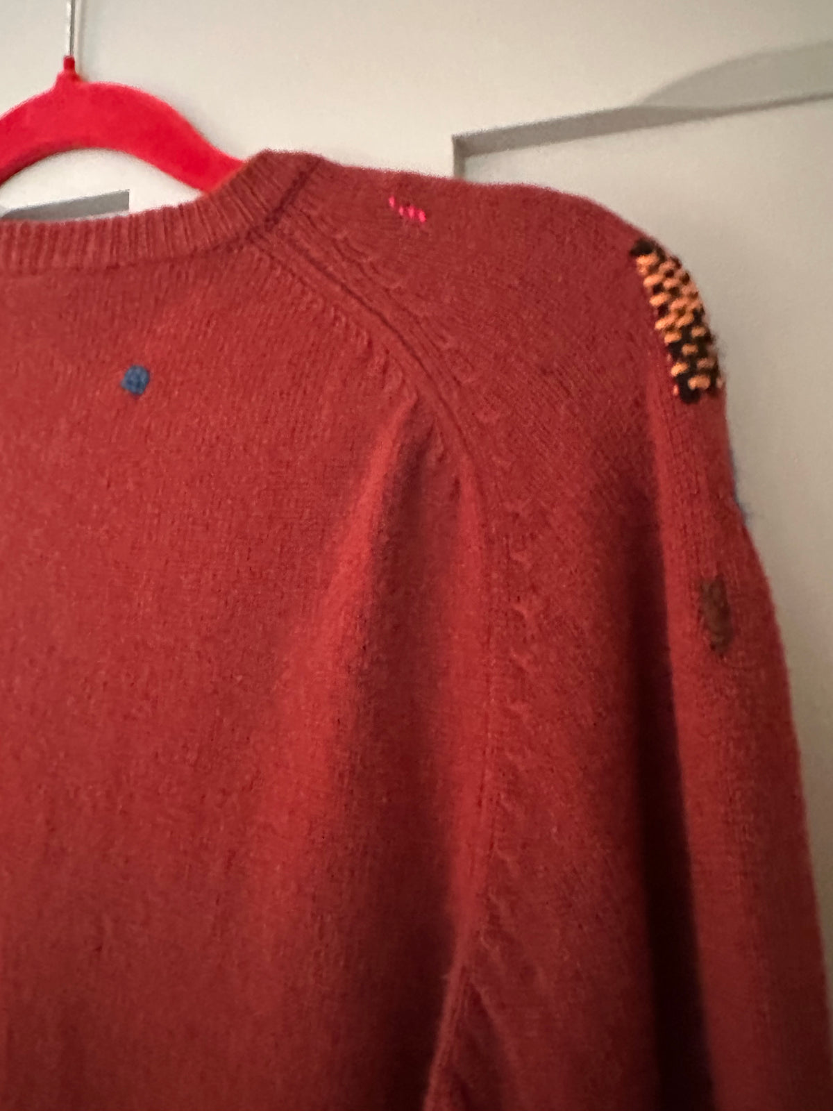 Visibly mended Vintage Russet Brown Lambswool Jumper