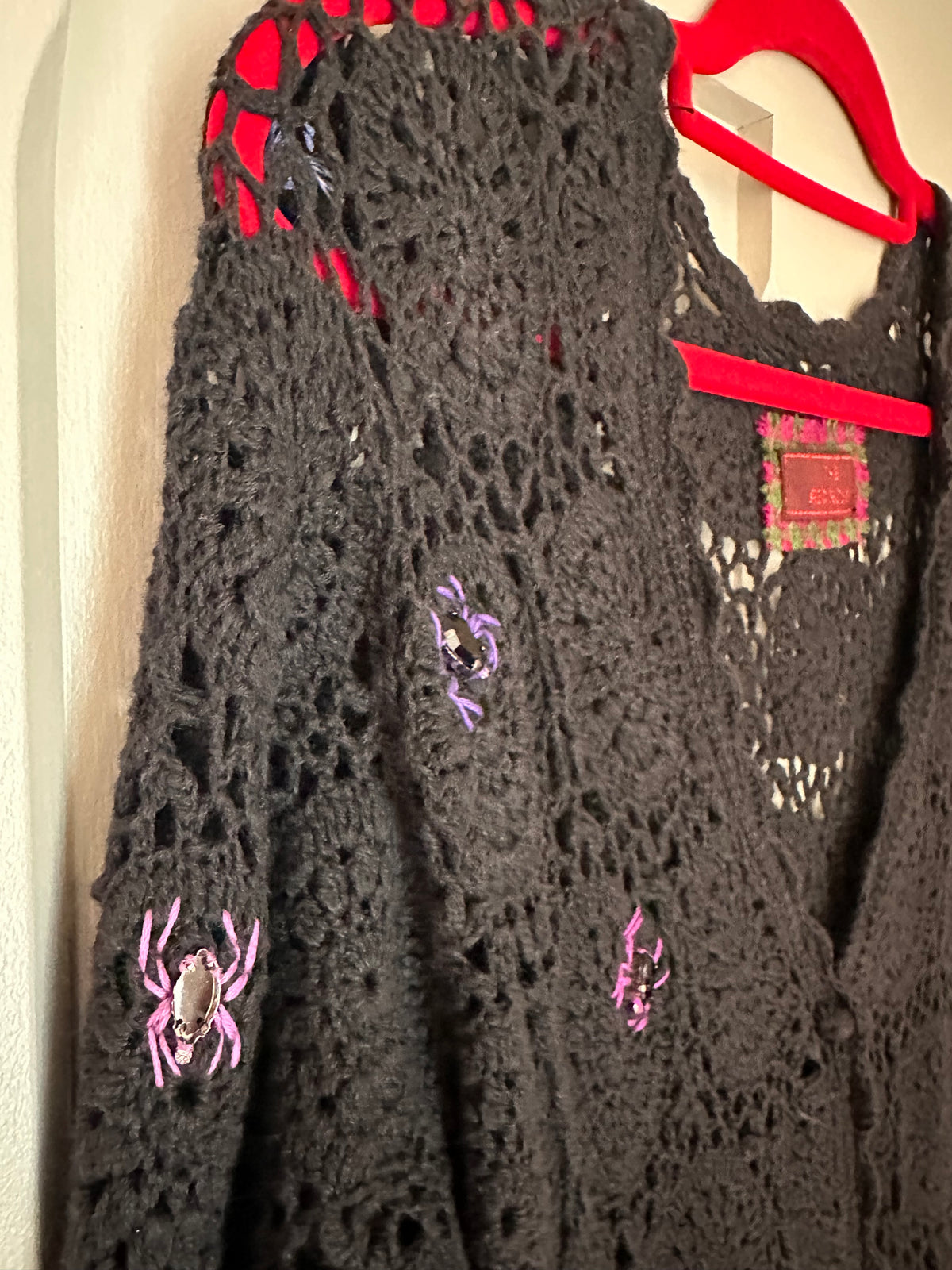 Black and Purple Gothic Crochet Spider Cardigan