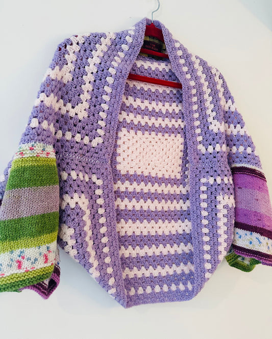 Lilac Crochet Snuggle Cardigan (freesize)