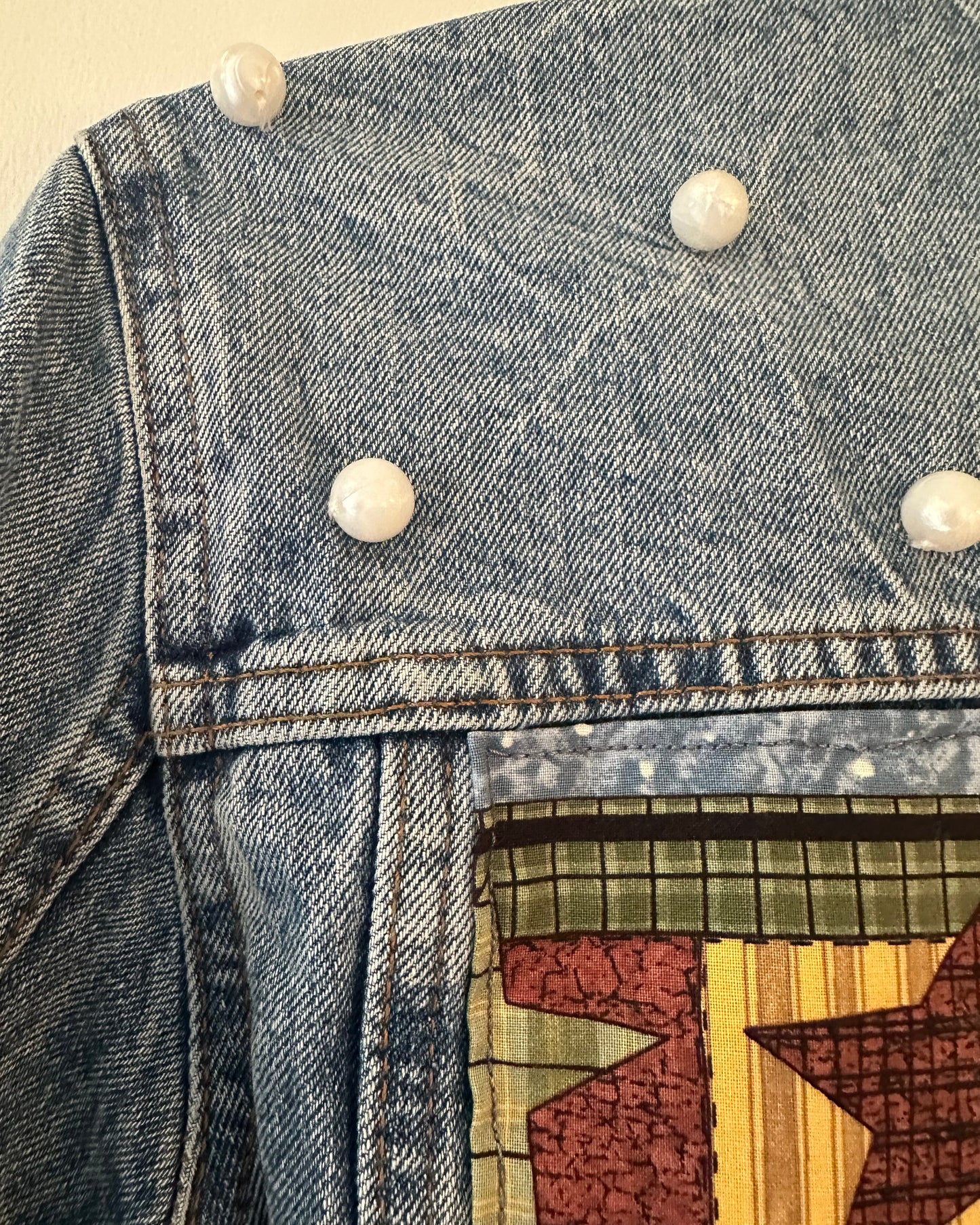 Christmas Pearly Snowman Denim Jacket (small)