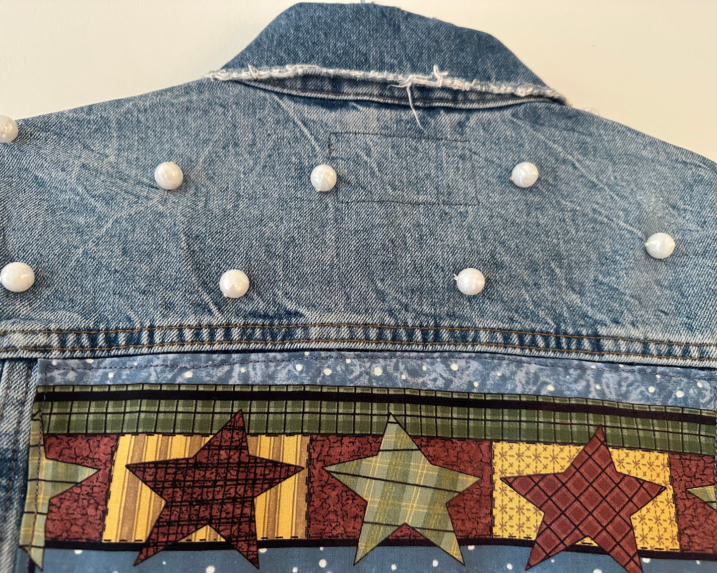 Christmas Pearly Snowman Denim Jacket (small)