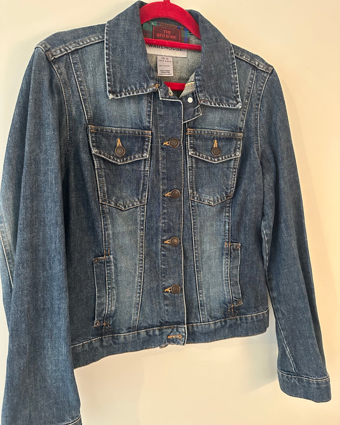 Vintage Winter Scene Denim Jacket (small)