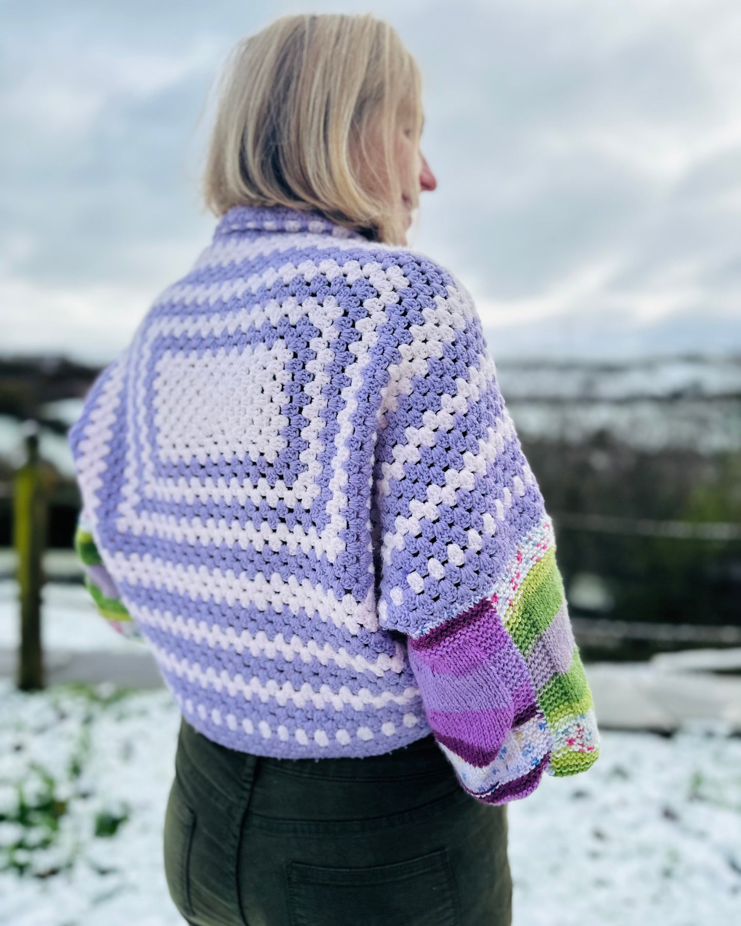 Lilac Crochet Snuggle Cardigan (freesize)