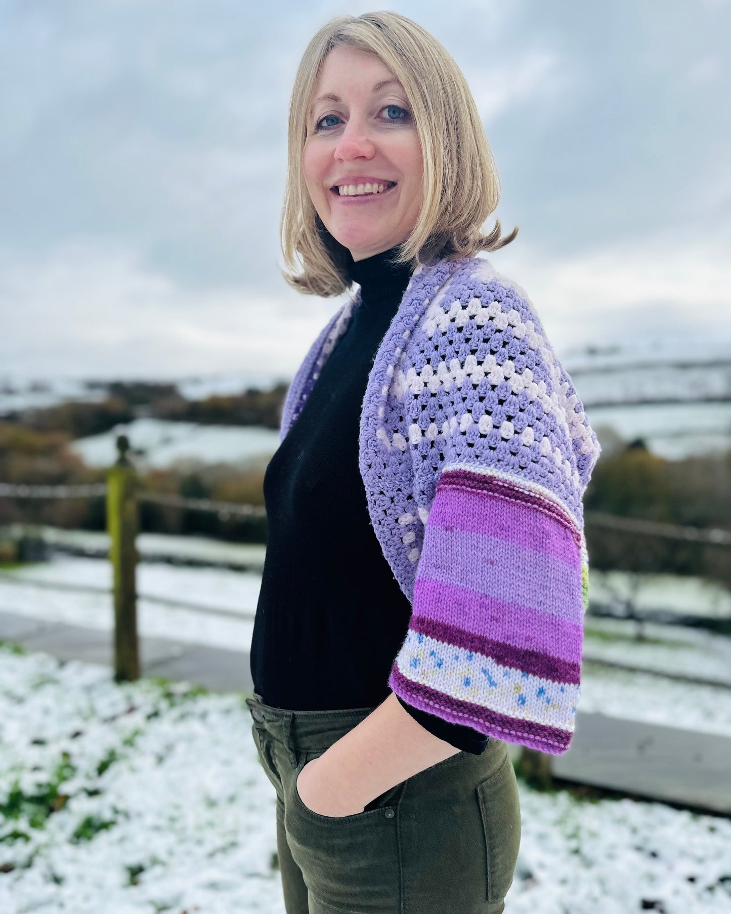 Lilac Crochet Snuggle Cardigan (freesize)