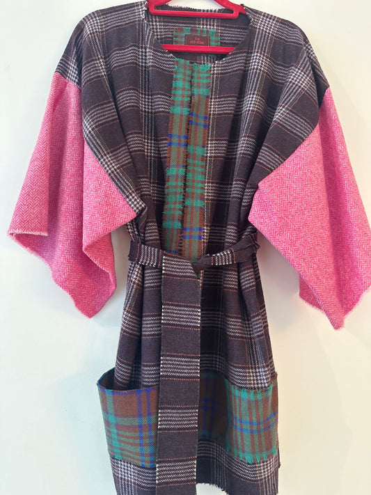 Edinburgh Tartan Patchwork Wool Coat (freesize)